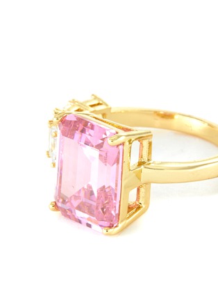 Detail View - Click To Enlarge - CZ BY KENNETH JAY LANE - Princess Cut Pink Cubic Zirconia Open Ring