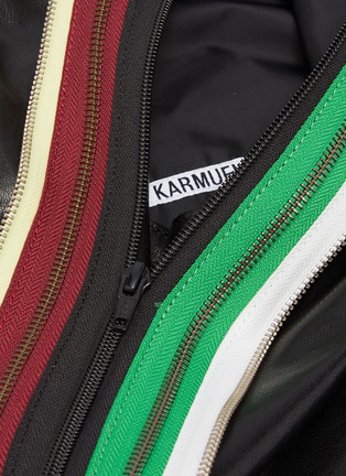 Detail View - Click To Enlarge - KARMUEL YOUNG - Rainbow Zip Detail Triangular Leather Tote