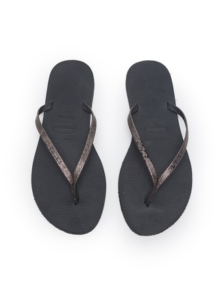 Detail View - Click To Enlarge - HAVAIANAS - 'You Shine' Foil Effect Thong Flatform Sandals