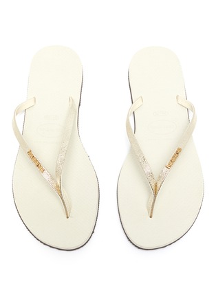 Detail View - Click To Enlarge - HAVAIANAS - 'You Shine' Foil Effect Thong Flatform Sandals