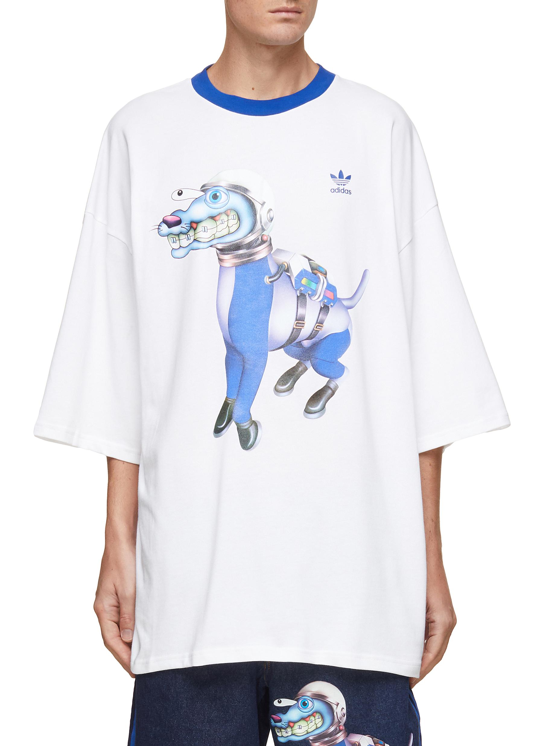 ADIDAS X KERWIN FROST Space Dog Graphic Print Oversized Cotton T-shirt
