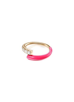 Main View - Click To Enlarge - MELISSA KAYE - 'Lola' Diamond 18k Rose Gold Enamel Accent Ring