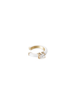 Main View - Click To Enlarge - MELISSA KAYE - 'Aria' Diamond 18k Gold Enamel Accent Ring