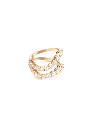Main View - Click To Enlarge - MELISSA KAYE - 'Aria Blake' Diamond 18k Rose Gold Double Band Ring