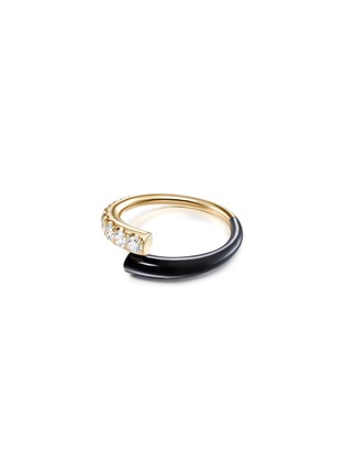 Main View - Click To Enlarge - MELISSA KAYE - 'Lola' Diamond 18k Gold Enamel Accent Ring