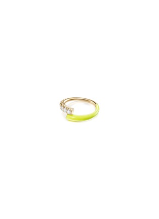 Main View - Click To Enlarge - MELISSA KAYE - 'Lola' Diamond 18k Gold Enamel Accent Ring