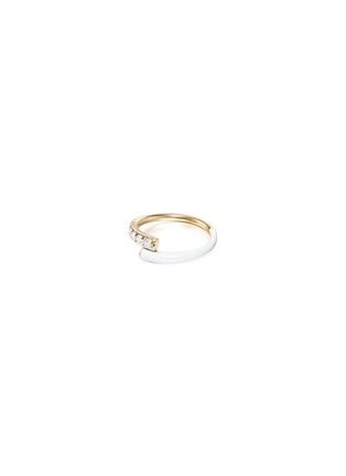 Main View - Click To Enlarge - MELISSA KAYE - 'Lola' Diamond 18k Gold Enamel Accent Pinky Ring