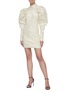 Figure View - Click To Enlarge - ROTATE - 'Kim' jacquarded puffed sleeve mini dress