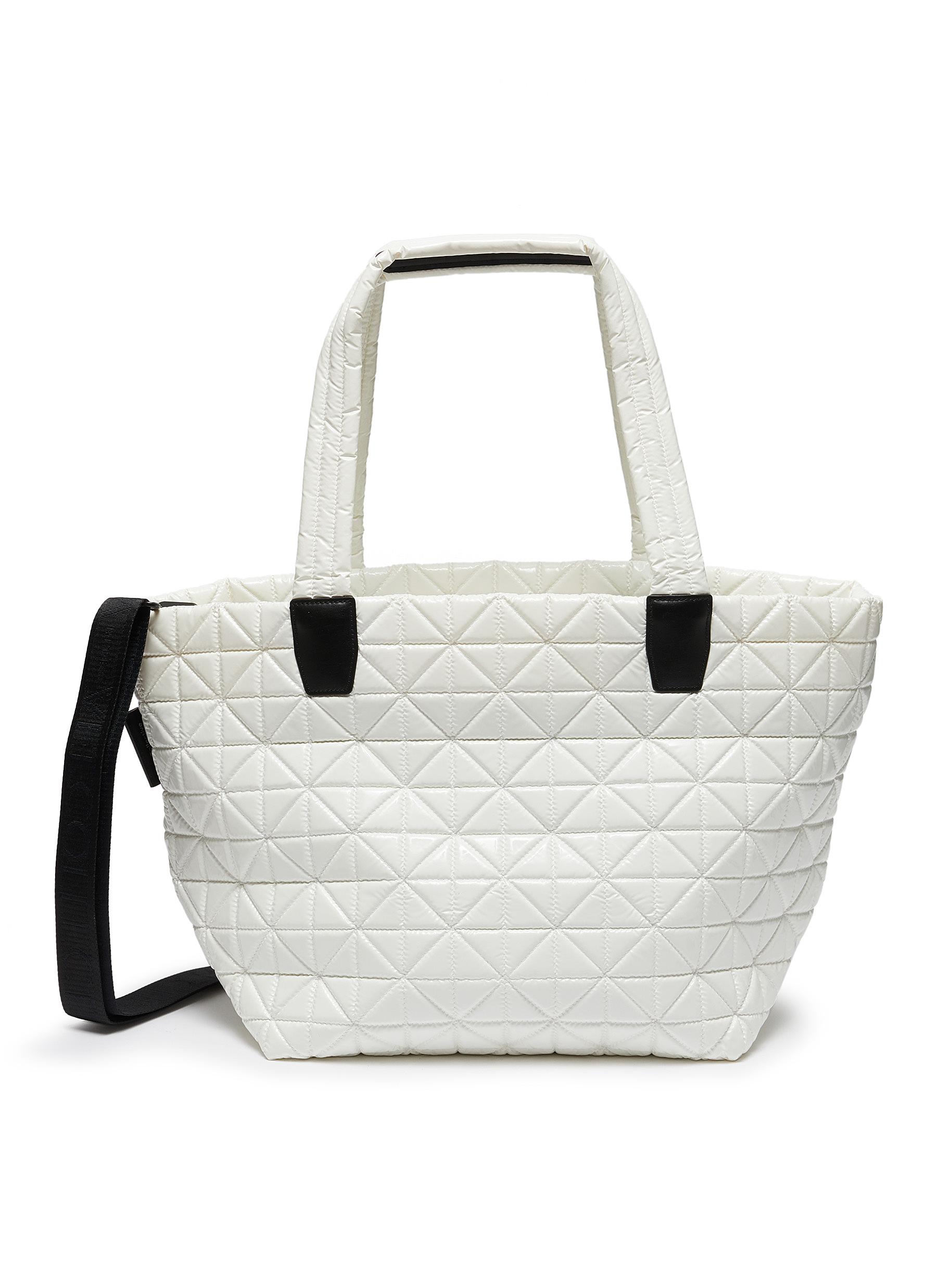 Veecollective 'vee Tote' Top Handle Medium Nylon Tote Bag In White