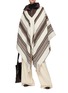 Figure View - Click To Enlarge - CHLOÉ - MOCK NECK QUILT INSERT STRIPED PONCHO