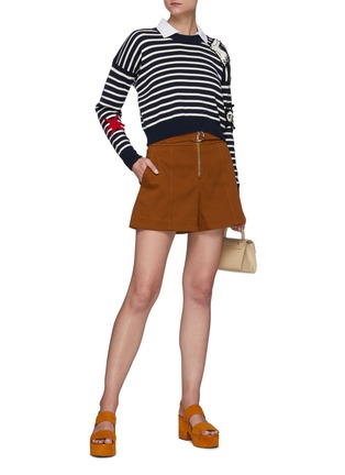 Figure View - Click To Enlarge - CHLOÉ - D-ring belt zipped cargo cotton shorts
