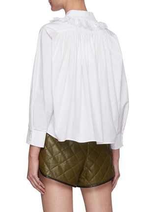 Back View - Click To Enlarge - CHLOÉ - Lace Collar Crop Cotton Poplin Blouse