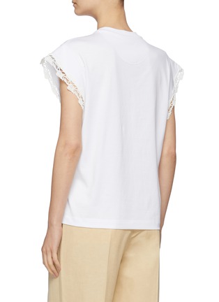 Back View - Click To Enlarge - CHLOÉ - Lace trim sleeve cotton blouse