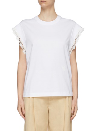 Main View - Click To Enlarge - CHLOÉ - Lace trim sleeve cotton blouse