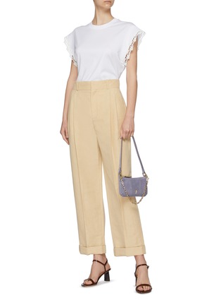 Figure View - Click To Enlarge - CHLOÉ - Lace trim sleeve cotton blouse