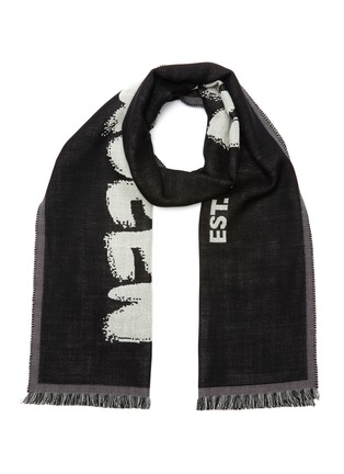 Main View - Click To Enlarge - ALEXANDER MCQUEEN - Logo Print Fringe Edge Wool Scarf