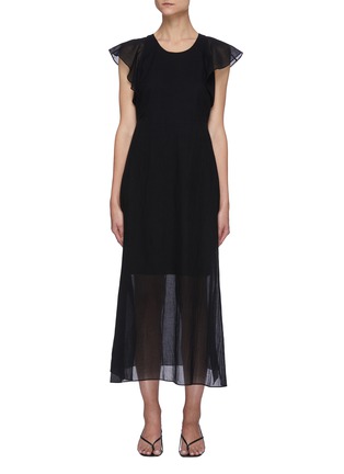 Main View - Click To Enlarge - THEORY - Ruffle Sleeve Organic Cotton Midi Dress