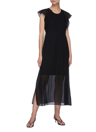 Figure View - Click To Enlarge - THEORY - Ruffle Sleeve Organic Cotton Midi Dress