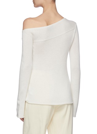 Back View - Click To Enlarge - THEORY - Asymmetric off-shoulder cashmere rib knit top
