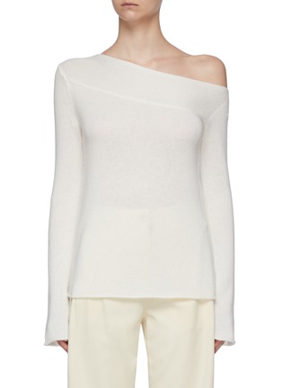 Main View - Click To Enlarge - THEORY - Asymmetric off-shoulder cashmere rib knit top