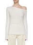 THEORY - Asymmetric off-shoulder cashmere rib knit top