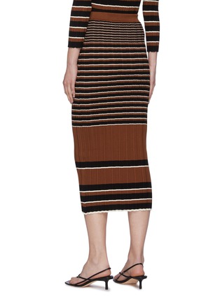 Back View - Click To Enlarge - THEORY - Striped rib knit cotton midi skirt