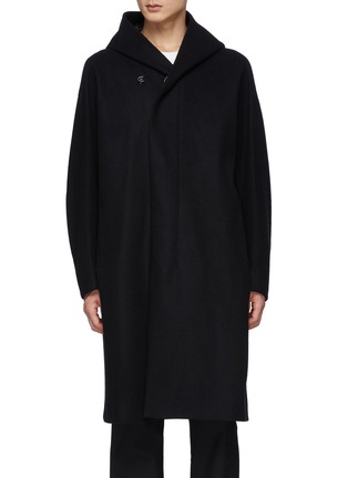 Main View - Click To Enlarge - ATTACHMENT - Double Breasted Zip-up/Snap Button Cashmere Wool Blend Triple Layer Hooded Coat