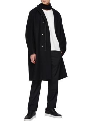 Figure View - Click To Enlarge - ATTACHMENT - Double Breasted Zip-up/Snap Button Cashmere Wool Blend Triple Layer Hooded Coat