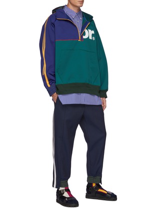 Figure View - Click To Enlarge - KOLOR - Hybrid Tracksuit Top Half Zip Hoodie