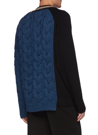 Back View - Click To Enlarge - KOLOR - Asymmetric Cable Wool Knit Sweater