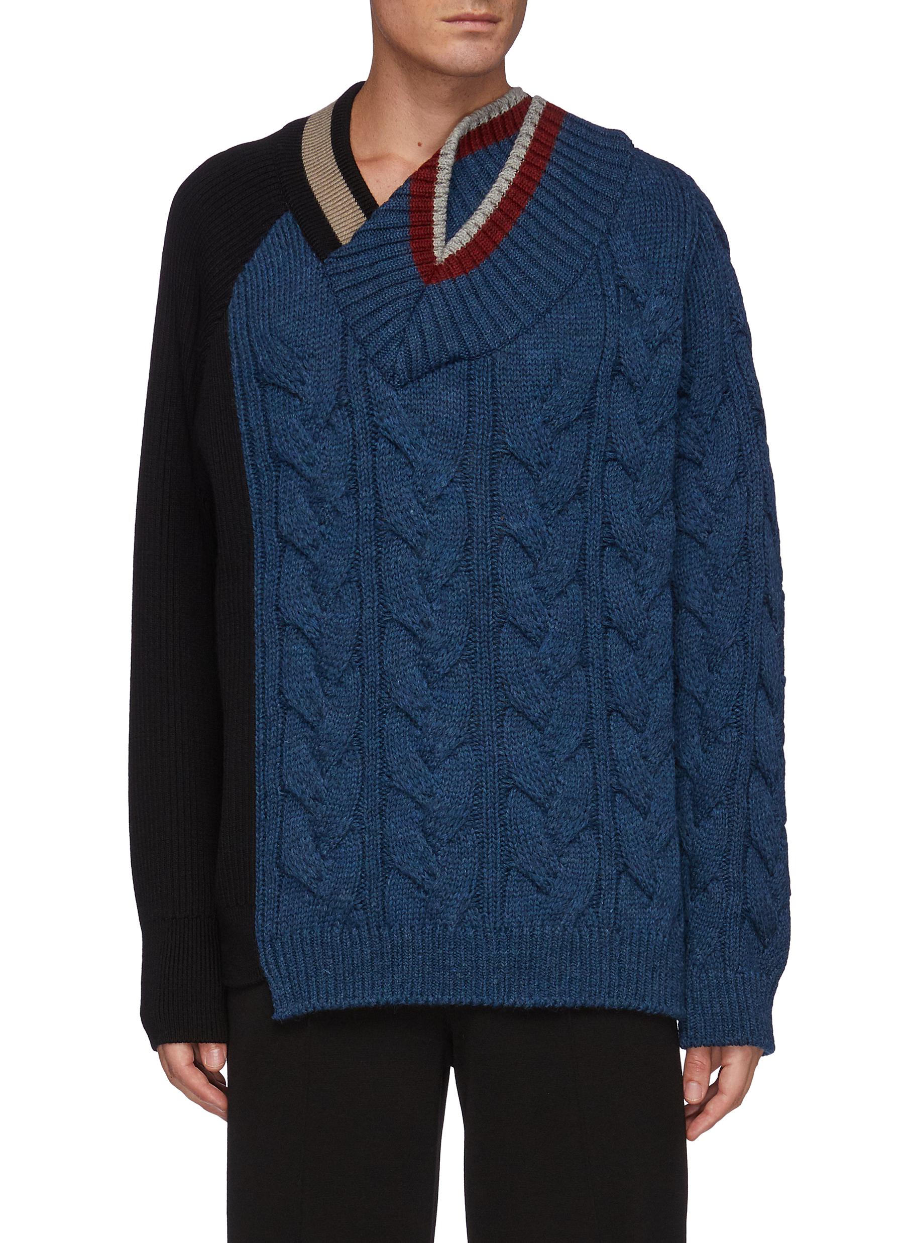 Asymmetric Cable Wool Knit Sweater