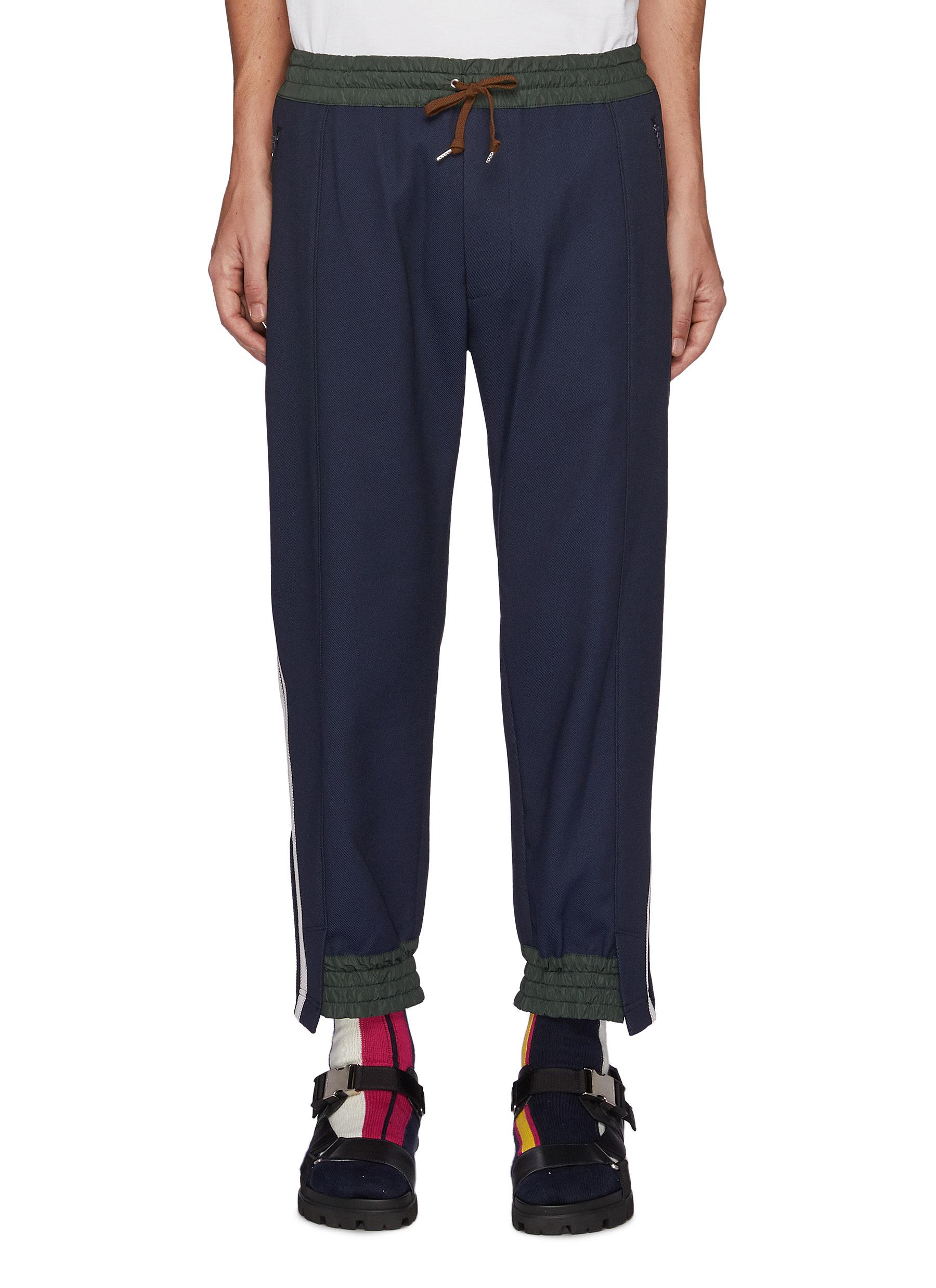 Deconstructed Side Striped Drawstring Jogger Pants