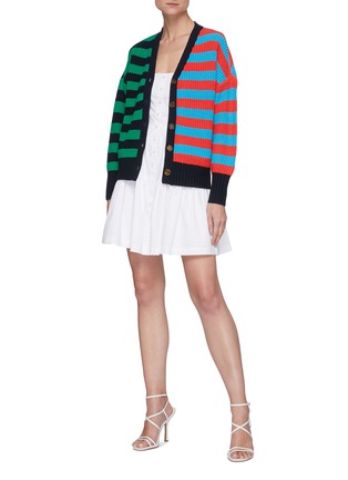 Figure View - Click To Enlarge - STAUD - Essex' Colourblock Stripe Cotton Blend Cardigan