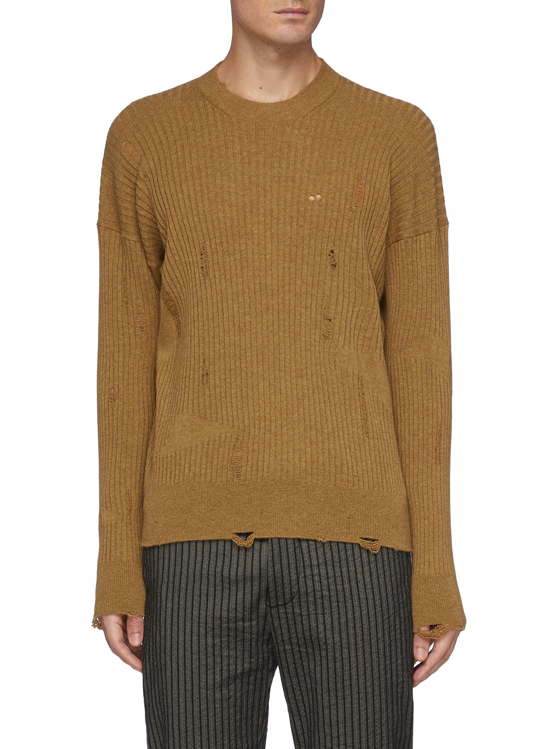 distressed crew neck