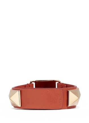 Back View - Click To Enlarge - VALENTINO GARAVANI - 'Rockstud' macro leather bracelet