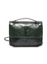 Main View - Click To Enlarge - SAINT LAURENT - 'Niki Medium' Tonal Logo Plaque Crinkled Leather Flip Bag