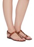Figure View - Click To Enlarge - SAINT LAURENT - 'Cassandra' Logo Plaque Slingback Leather Sandals