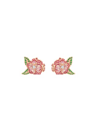 Main View - Click To Enlarge - CENTAURI LUCY - 'Hobbema' diamond sapphire tsavorite 18k rose gold earrings