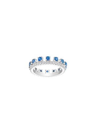 Main View - Click To Enlarge - CENTAURI LUCY - Art Nouveau Hyacinth' Diamond Sapphire 18k White Gold Crown Bottom Ring
