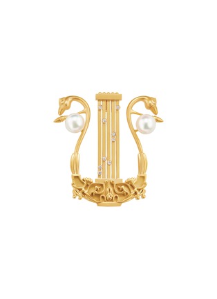 Main View - Click To Enlarge - CENTAURI LUCY - 'Musica Harp' diamond akoya pearl 18k gold brooch