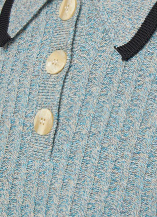  - GANNI - Contrast Trim Linen Rib Knit Polo Shirt