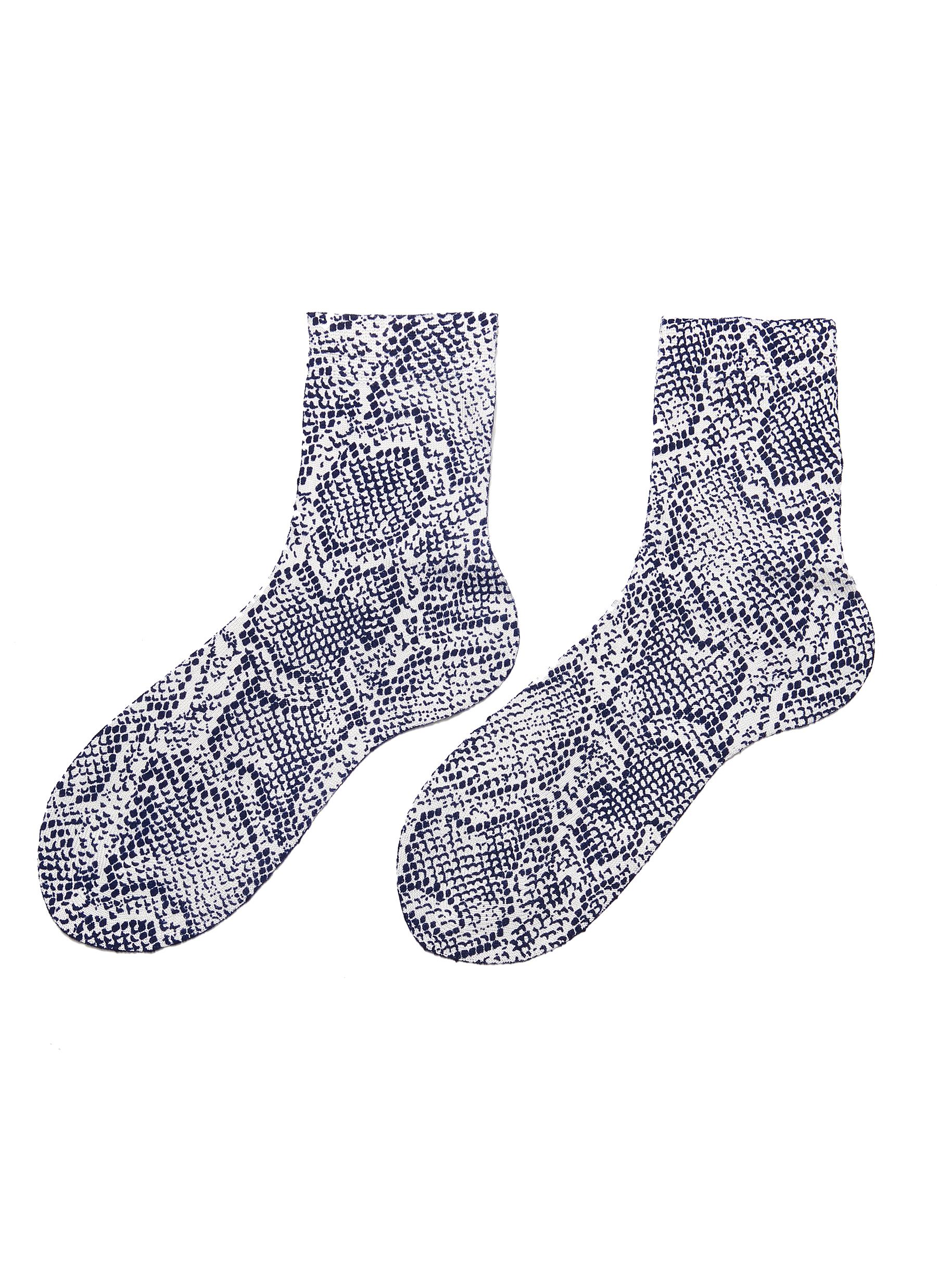 Pitone' Snake Print Silk Blend Crew Socks