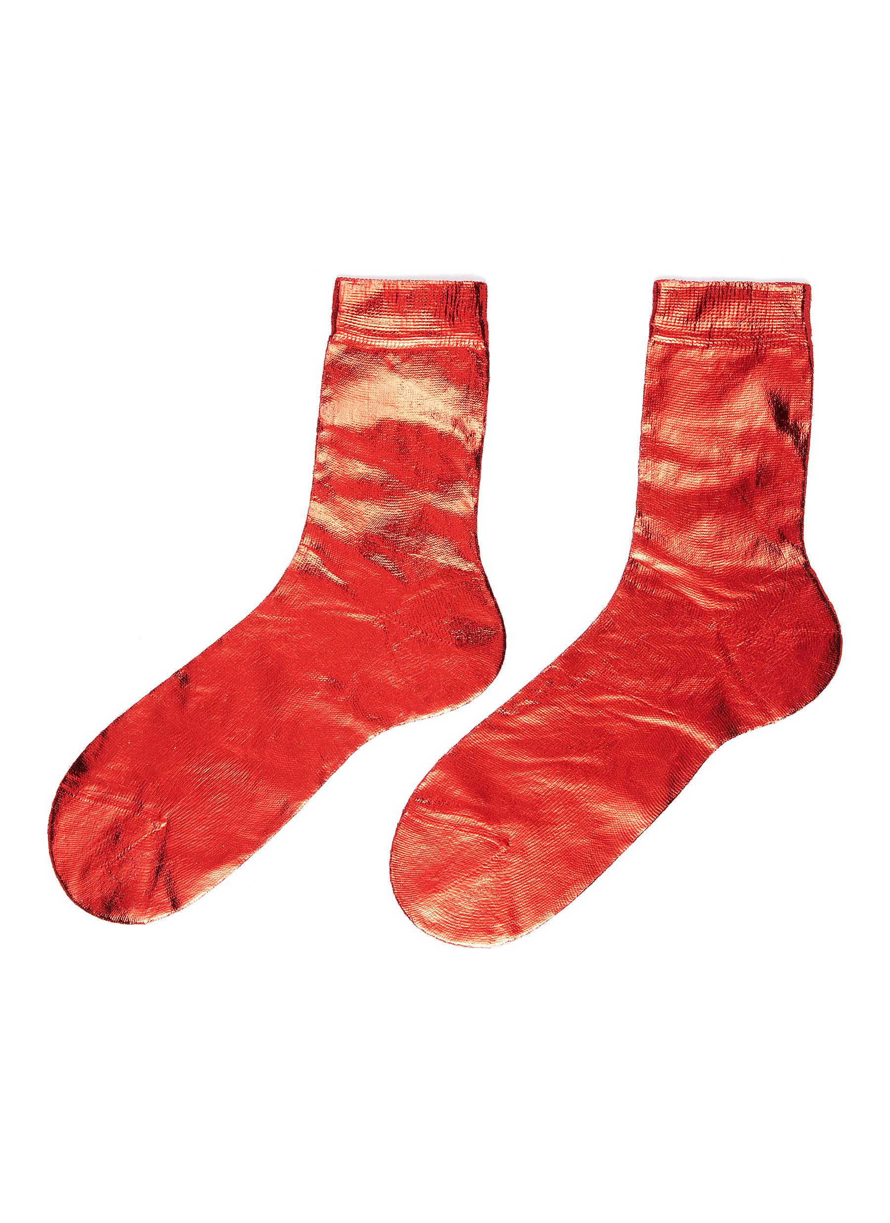 Laminated One' Foil Effect Silk Blend Crew Socks