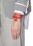 Figure View - Click To Enlarge - ALEXANDER MCQUEEN - Logo Plaque Skull Motif Charm Double Wrap Leather Bracelet