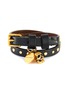 Main View - Click To Enlarge - ALEXANDER MCQUEEN - Leather double wrap studded skull bracelet
