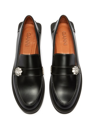 Detail View - Click To Enlarge - GANNI - Flower embellished leather loafers