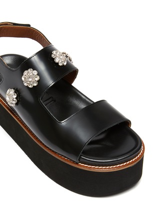 Detail View - Click To Enlarge - GANNI - Crystal Floral Charm Slingback Leather Platform Sandals