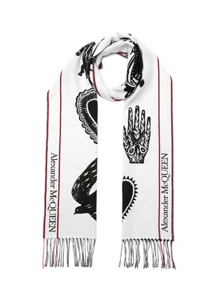Main View - Click To Enlarge - ALEXANDER MCQUEEN - Mystic selvedge logo wool scarf