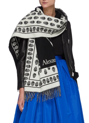 Figure View - Click To Enlarge - ALEXANDER MCQUEEN - Oversized skull jacquard wool stole