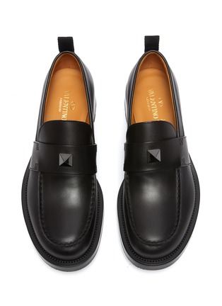 Detail View - Click To Enlarge - VALENTINO GARAVANI - Valentino Garavani Stud Detail Leather Penny Loafers